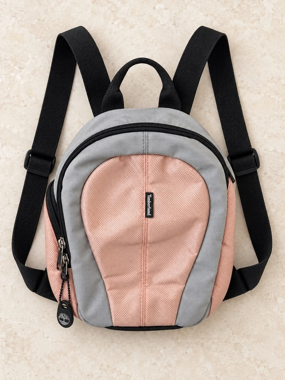 Timberland Mini Backpack Pink Gray Adjustable Straps Casual